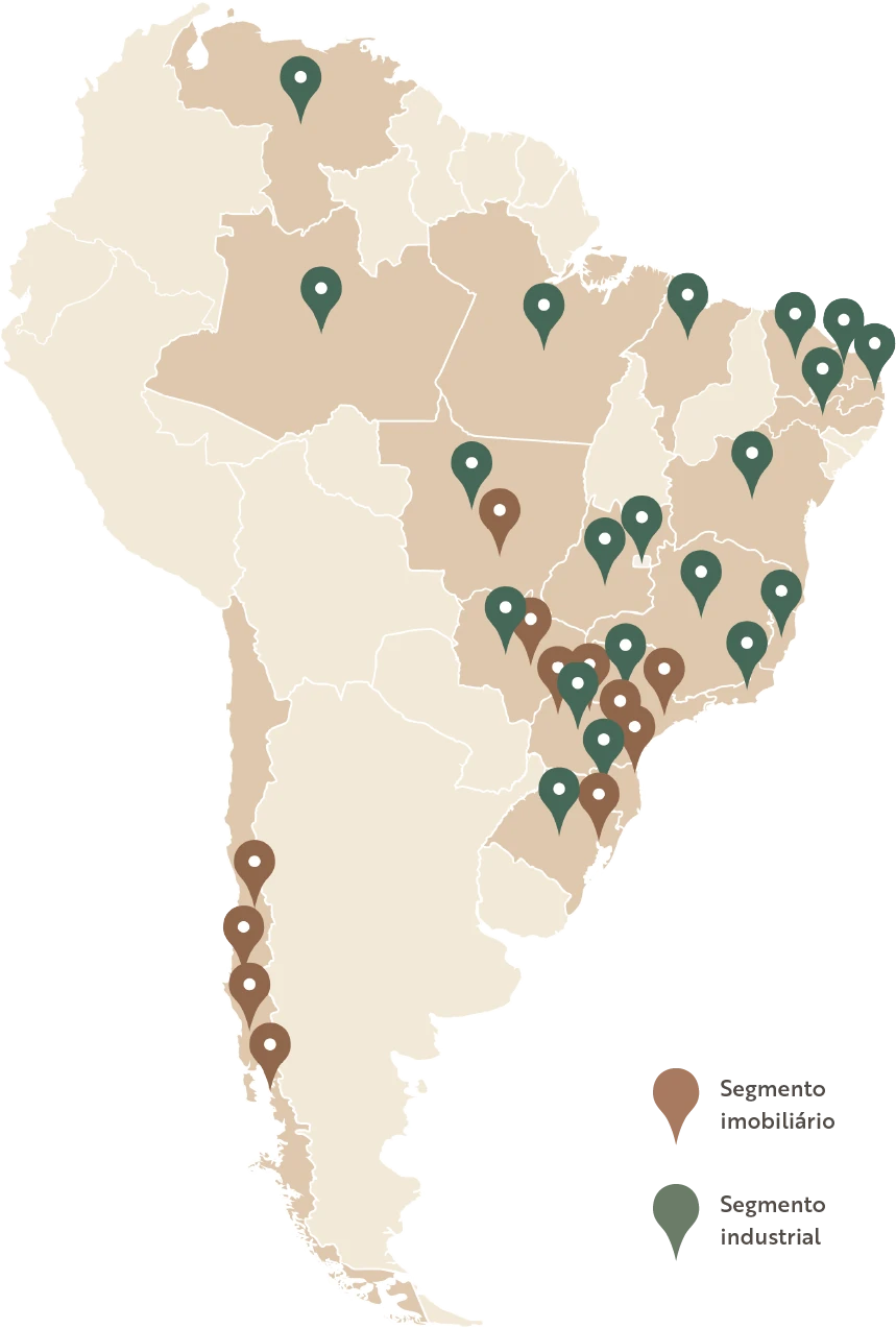 Mapa de atuação do Grupo Plaenge