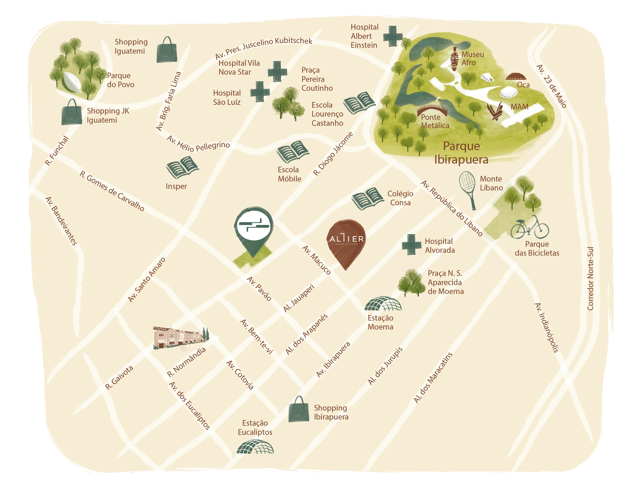 Mapa da localização do empreendimento em Moema